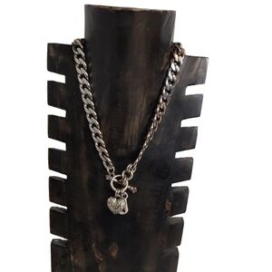 JUICY COUTURE ICONIC SILVER TONE  18" LONG CHARM NECKLACE